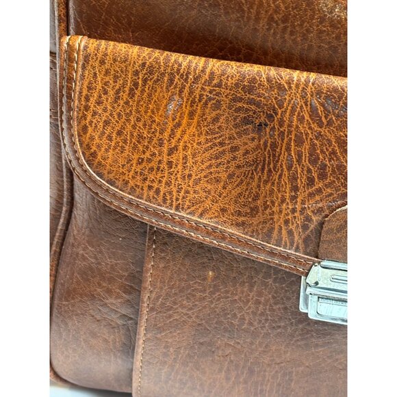 Vintage Sears Brown Vinyl Carry on / Overnight Shoulder Bag Vegan Leather - Picture 9 of 10